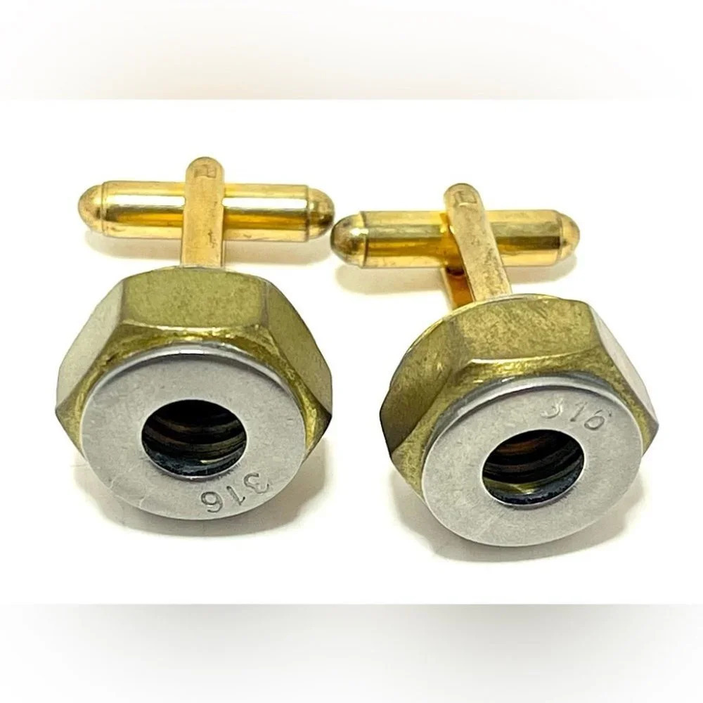 Men’s Artisan Made Cufflinks with Washer and Spacer. - Picture 2 of 3